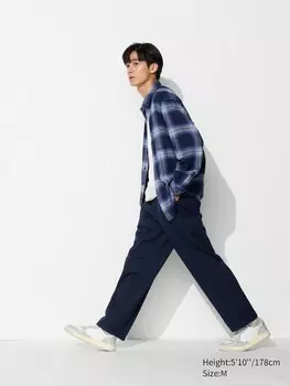 Легкие фланелевые брюки Uniqlo, синий