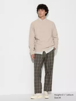 Легкие фланелевые брюки в клетку Uniqlo, бежевый