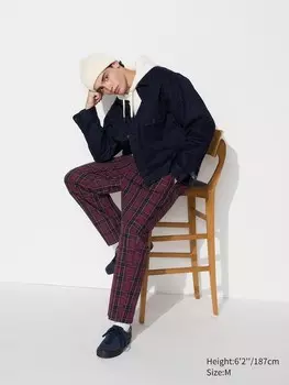 Легкие фланелевые брюки в клетку Uniqlo, красный