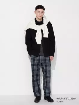 Легкие фланелевые брюки в клетку Uniqlo, серый