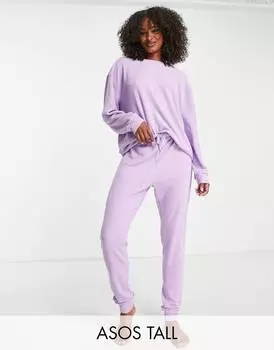 Легкие полупрозрачные спортивные штаны и джоггеры ASOS DESIGN Tall lounge в сиреневом цвете