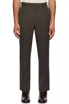 Легкие шерстяные брюки макси габардин Auralee, коричневый