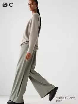 Легкие широкие брюки Uniqlo, бежевый