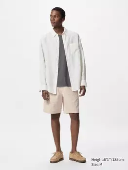 Легкие шорты из льняной смеси Uniqlo, цвет 30 бежевый