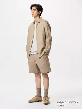 Легкие шорты из льняной смеси Uniqlo, цвет 32 бежевый