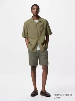 Легкие шорты из льняной смеси Uniqlo, цвет 57 зеленый