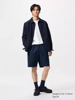 Легкие шорты из льняной смеси Uniqlo, цвет 69 синий