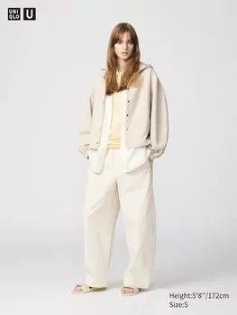 Легкие закругленные брюки Uniqlo, белый