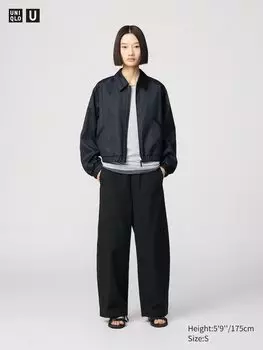 Легкие закругленные брюки Uniqlo, черный