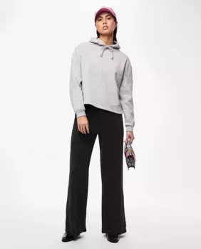 Легкие женские широкие брюки с люрексом Pieces, черный