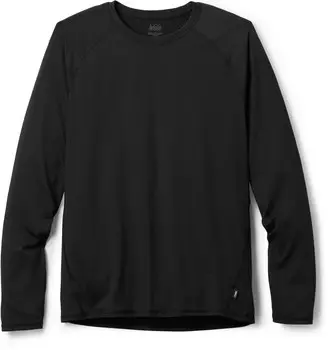 Легкий базовый топ с длинными рукавами и круглым вырезом — мужской REI Co-op, черный