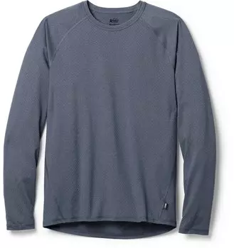 Легкий базовый топ с длинными рукавами и круглым вырезом — мужской REI Co-op, синий