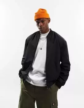 Легкий черный бомбер свободного кроя ASOS