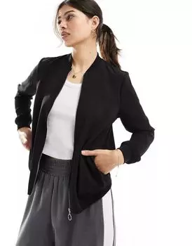 Легкий черный бомбер Vero Moda с застежкой-молнией спереди