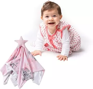 Легкий детский спальный мешок Malabar Baby из органического хлопка TOG 0,6, носимое одеяло для новорожденных, унисекс, 0–6 месяцев, с Dou Dou Lovey, розовый