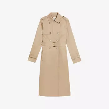 Легкий двубортный тренч Robbii из хлопка Ted Baker, цвет natural