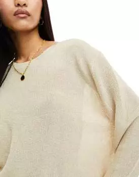 Легкий джемпер Mango с люрексом золотистого цвета