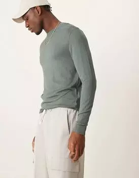 Легкий джемпер с круглым вырезом цвета хаки New Look