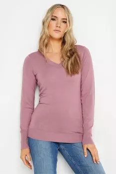 Легкий джемпер с V-образным вырезом Long Tall Sally, розовый