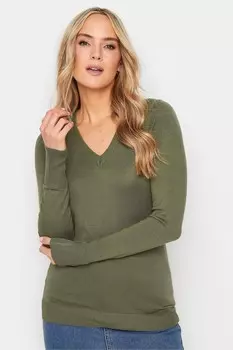 Легкий джемпер с V-образным вырезом Long Tall Sally, зеленый