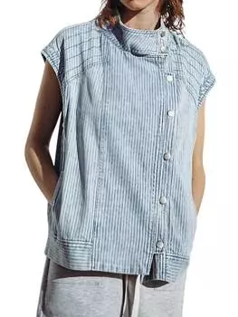 Легкий джинсовый жилет в полоску синего цвета FLYING TOMATO