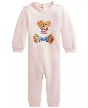 Легкий флисовый комбинезон Baby Polo Bear Polo Ralph Lauren, розовый