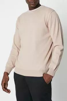 Легкий хлопковый джемпер с круглым вырезом Debenhams, бежевый