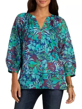 Легкий хлопковый топ из легкой сердцевины Trina Turk, синий