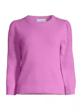 Легкий кашемировый топ с объемными рукавами White + Warren, цвет neon mauve