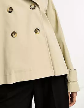 Легкий короткий тренч светло-каменного цвета ASOS DESIGN