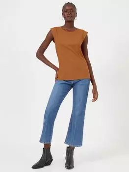 Легкий креповый топ French Connection с короткими рукавами, медовая бронза