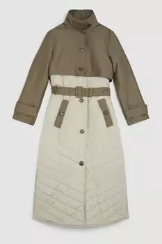 Легкий мягкий гибридный тренч Karen Millen, хаки