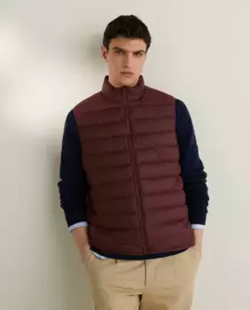 Легкий мужской жилет из переработанного полиэстера и натурального пуха Emidio Tucci, бордовый