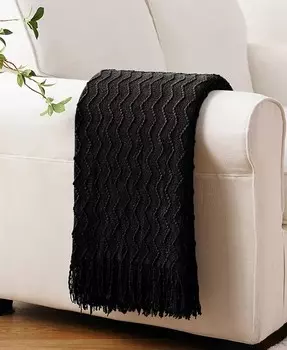 Легкий плед с текстурой Wave-Link, 50 x 60 дюймов Battilo, черный