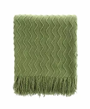 Легкий плед с твердым мягким зигзагом, 60 x 50 дюймов Happycare Textiles, зеленый
