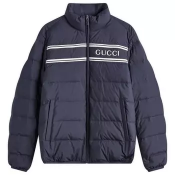 Легкий пуховик с логотипом Gucci, синий
