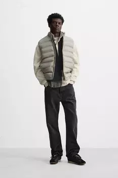 Легкий пуховик жилет ZARA, сероватый