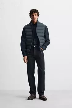 Легкий пуховик жилет ZARA, темно-синий