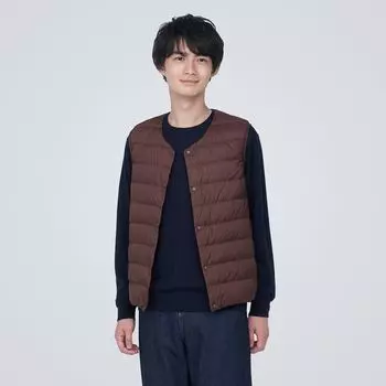 Легкий пуховый жилет без воротника (антистатическая подкладка) MUJI, бордо