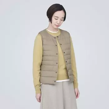 Легкий пуховый жилет без воротника (антистатическая подкладка) MUJI, светло-бежевый