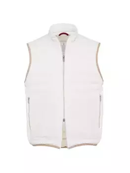 Легкий пуховый жилет из клееного нейлона Brunello Cucinelli, цвет off white