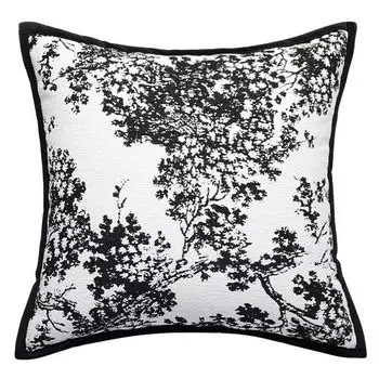Легкий роскошный чехол для подушки, удобная молния, декоративная синель, черно-белый лесной жаккардовый квадратный чехол для подушки, домашний декор-A Stuttg