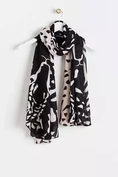 Легкий шарф с абстрактным леопардовым узором оцелота Oliver Bonas, черный