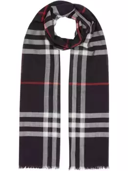 Легкий шарф в клетку BURBERRY, коричневый