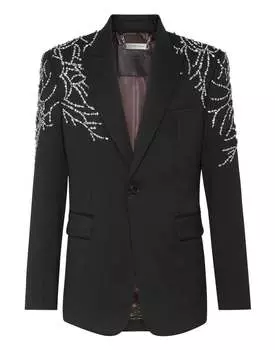 Легкий шерстяной блейзер PHILIPP PLEIN, черный