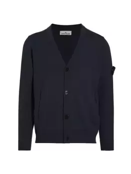 Легкий шерстяной кардиган Stone Island, синий