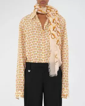 Легкий шерстяной шарф с пряжкой B Burberry, цвет Gold
