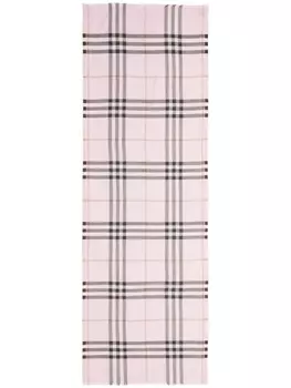 Легкий шерстяной шарф в клетку Burberry, розовый
