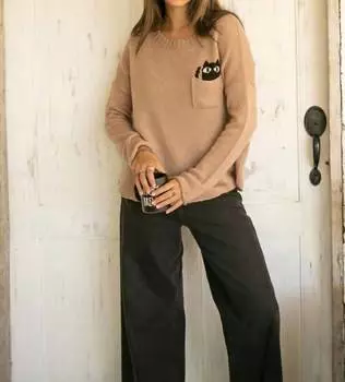 Легкий свитер Cat Pocket Crew цвета латте Wooden Ships, цвет latte