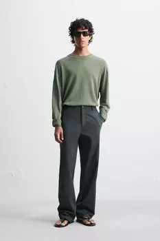 Легкий свитер из 100% льна ZARA, цвет Grey green